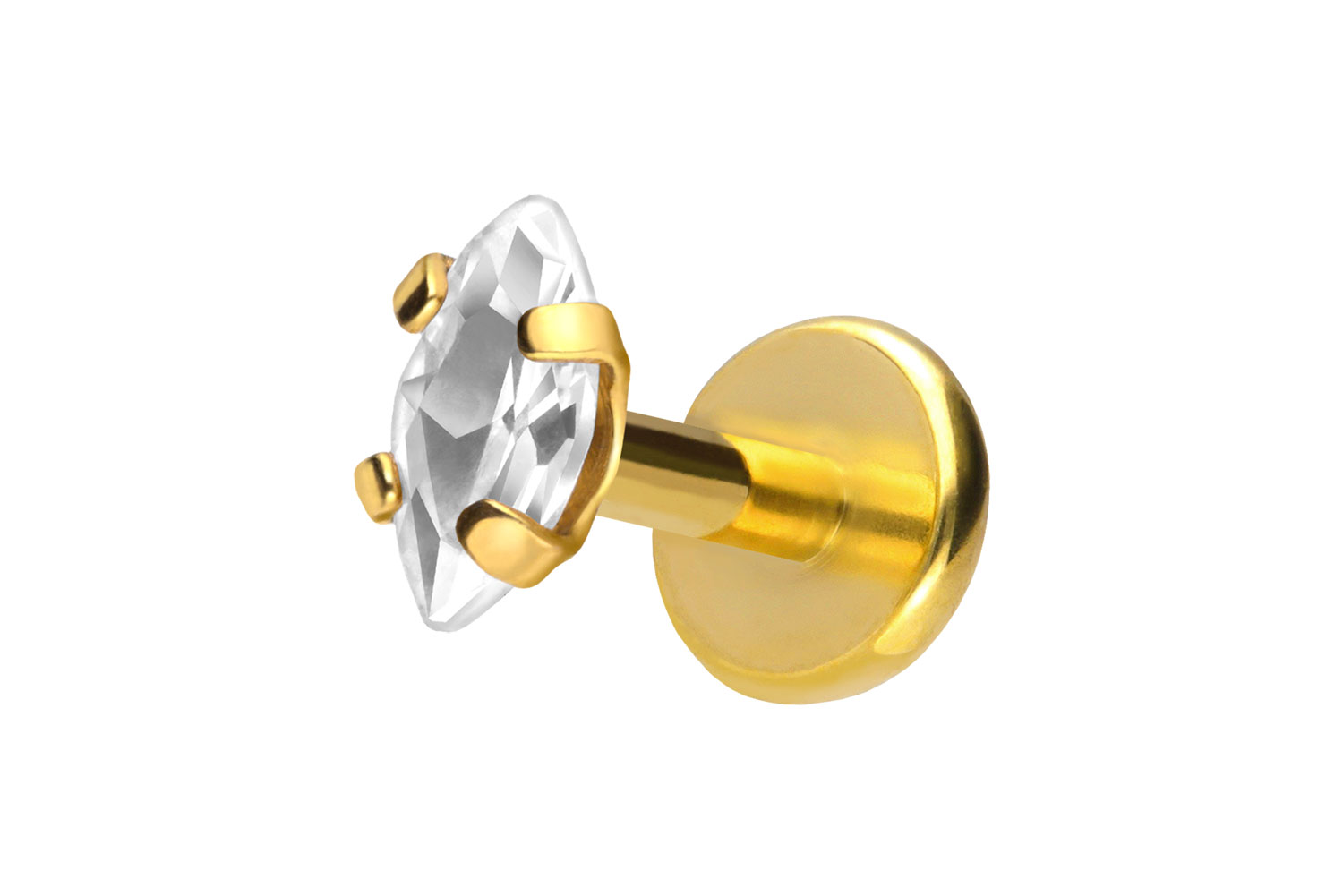 Titan Labret Piercing mit Push Fit EINGEFASSTER KRISTALLTROPFEN
